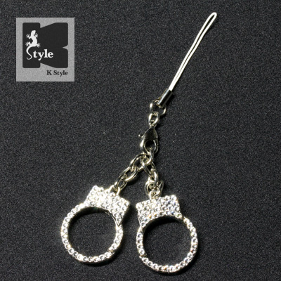 ぷち手錠カラビナストラップ スワロフスキー仕様