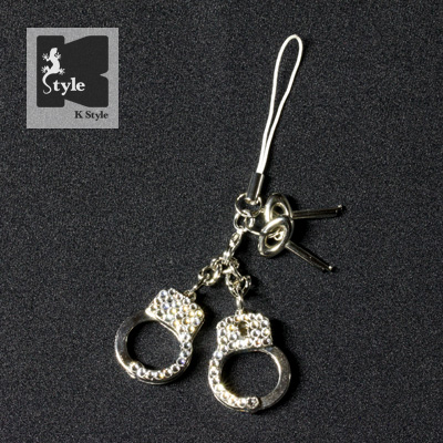 ぷち手錠（鍵付）ストラップ スワロフスキー仕様